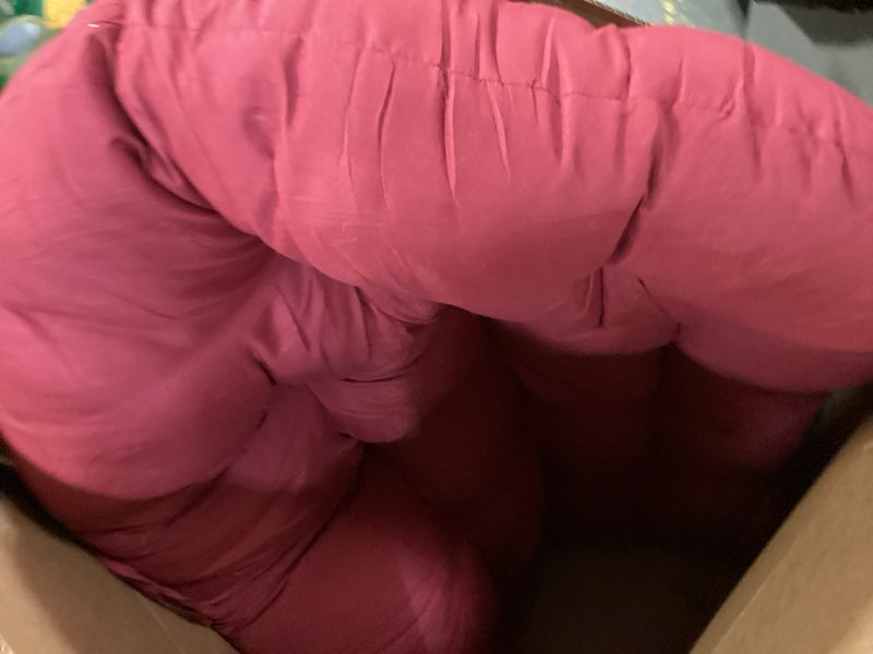 Condition photo showing Good Condition for Thick Egg Chair Cushion Replacement, Button Tufted Outdoor Swing Chair Cushion with High Elasticity PP Cotton and Skin-Friendly Fabric, Hanging Cushion for Patio Porch Furniture (Only Cushion) Burgundy