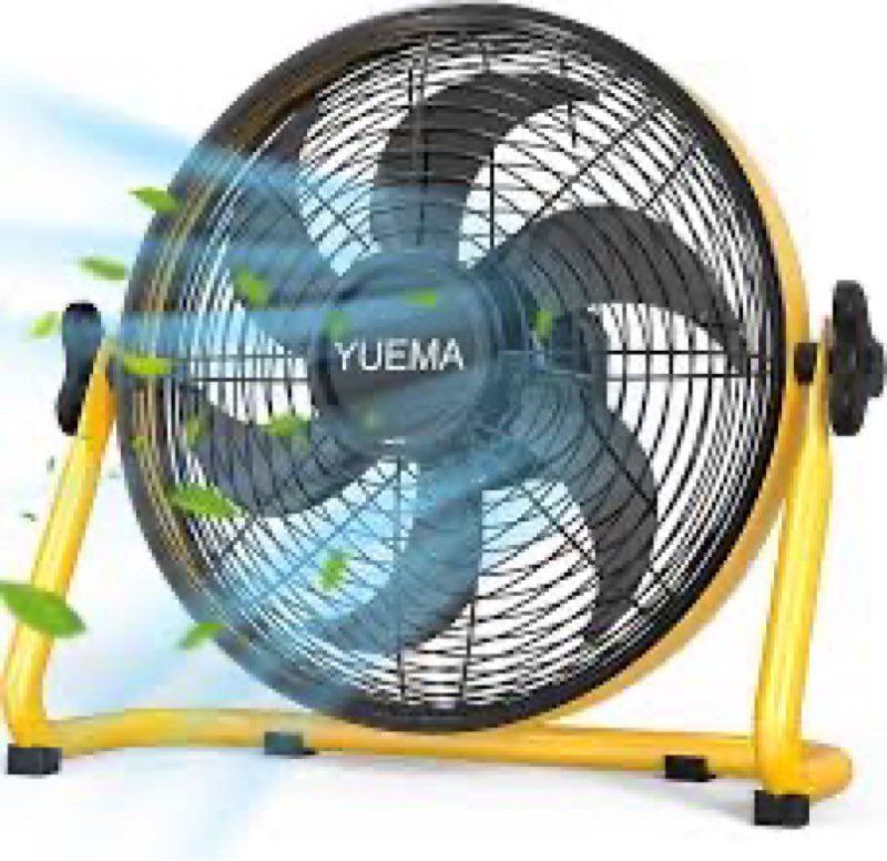 YUEMA Battery Operated Powered 18 Inch Floor Fan High Velocity Rechargeable Fan Cordless 8 Blade Por