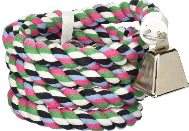 Call it what you like, a bungie, a twister, a boing or a swing; the fact is that birds love the natural movement. The length and width of the coil are adjustable. Suggested for Cockatiels, Quakers, Ring necks, Lories, small Conures Etc. Spiral Is Adjustable, Bounces and Sways, Intended For Tiels, Conures, Caciques Lories and Similar Size Birds.