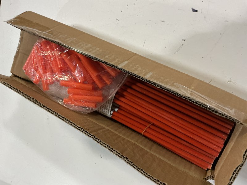 Condition photo showing Good Condition for 20pcs driveway markers,4ft driveway reflective poles, orange fiberglass snow stakes with reflective tape for easy visibility at night for parking lots (20, orange) orange 20