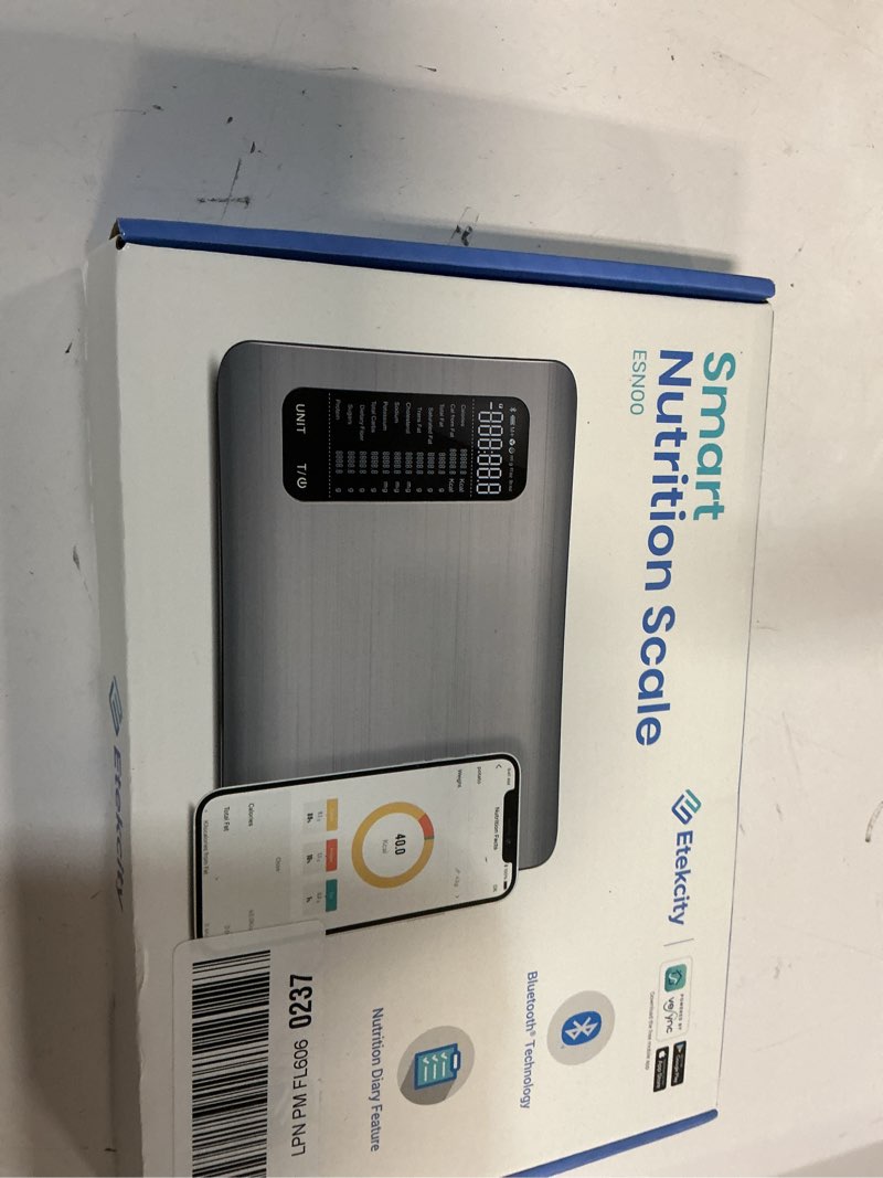 Condition photo showing New/Like New for Etekcity Smart Food Kitchen Scale with Nutritional Calculator, Free App with 19 Nutrients Tracking, Calorie, Marco, Digital grams and ounces for weight loss, Premium Stainless Steel, 11lb Brushed Stainless Steel