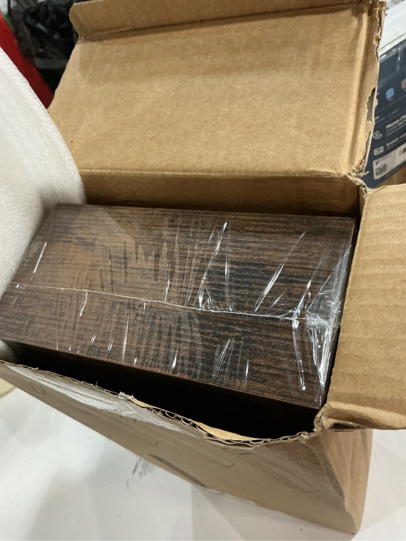 Condition photo showing New/Like New for BAYKA Floating Shelves Bathroom for Wall – Shelf Over Toilet Farmhouse Rustic Wood for Bedroom, Kitchen, or Living Room Decor Organization Display Shelving – Rustic Brown, Set of 3 B. Rustic Brown - Americana Farmhouse Style 15.7inches