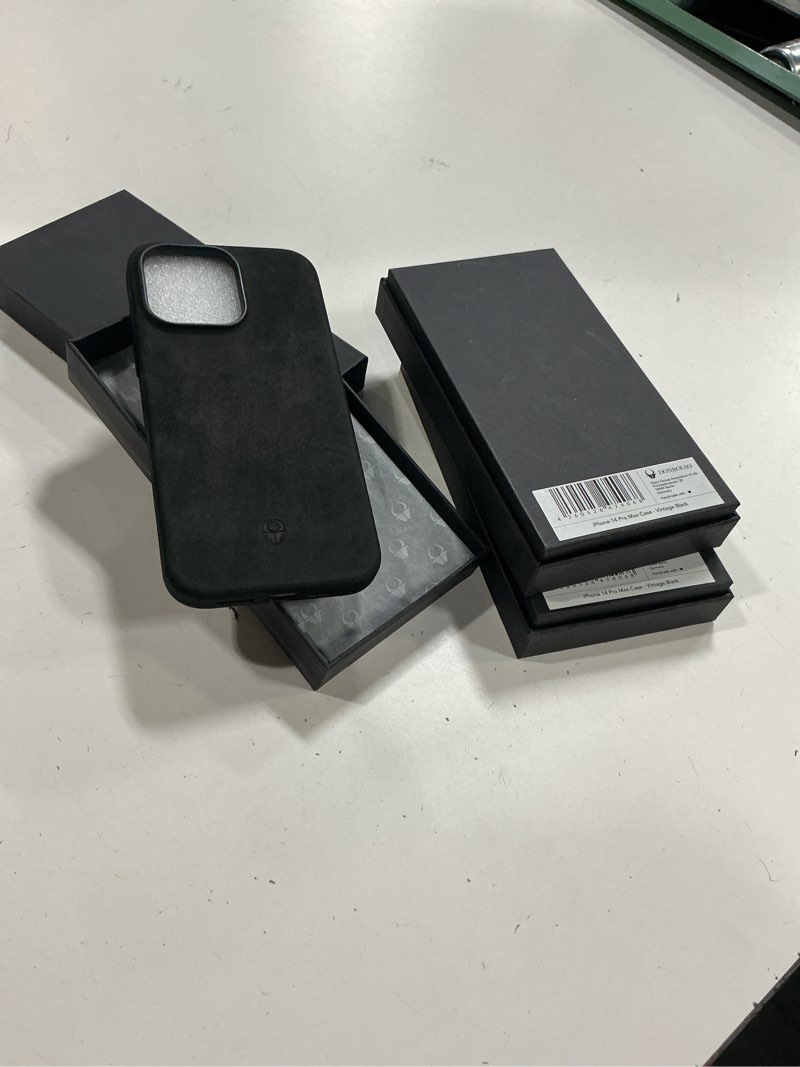 Condition photo showing New/Like New for donbolso vintage black leather iphone 14 pro max case - magsafe compatible - lip screen protection - soft grip - strong magnet - elegant phone cover (3 packs)