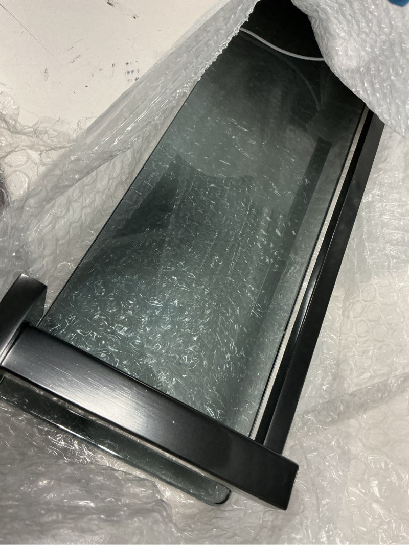 Condition photo showing Good Condition for alise bathroom shelves,matte black glass shelf for bathroom, modern floating shelves,20 inch matte black 20 inch