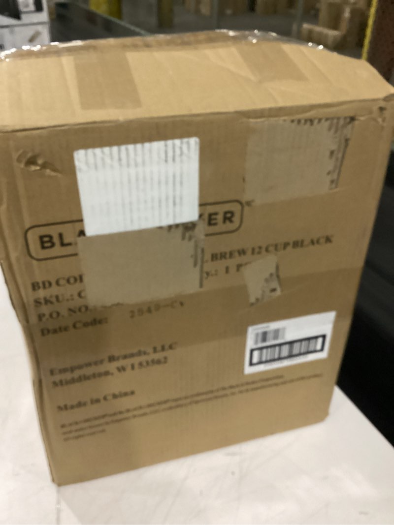 Condition photo showing As Is for black and decker black+decker 12-cup mill and brew coffeemaker, black, cm5000b 12-cup coffee system