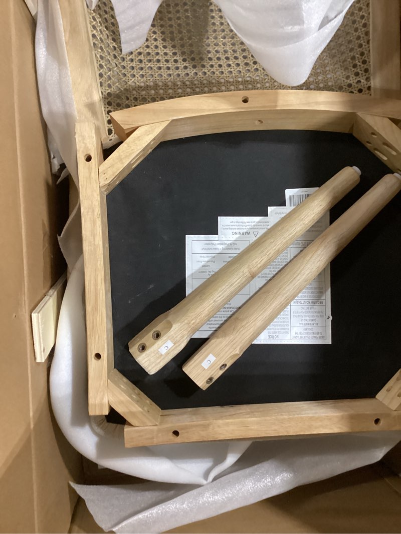 Condition photo showing Good Condition for Christopher Knight Home Lilia Dining Chairs Set of 2, Modern Dining Chair with Fabric Upholstery, Rubberwood Frame Kitchen Chairs with Cane Webbing, Extra Seat for Dining Room, Beige + Natural