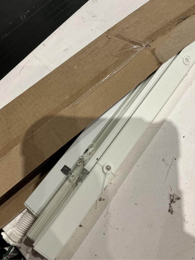 Condition photo showing As Is for cordless 1 inch window blinds, mirrotek cordless blinds light filtering mini blind