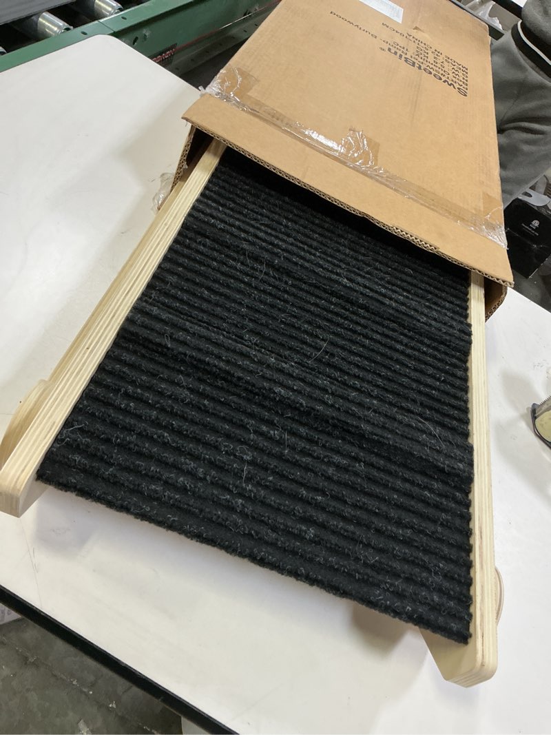 Condition photo showing As Is for Dog Ramp for Bed - Foldable Small to Large Dog Ramp for Couch - 6 Adjustable Height from 12" to 24" - Stairs with High Traction Mat - Wooden Portable Ramp for Dogs to Get on Bed Couch Car Up to 200LBS Burlywood(black)