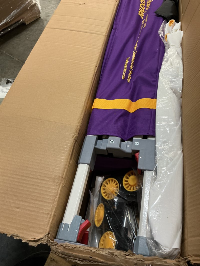 Condition photo showing Good Condition for Tradesparker 8x8 Pop Up Canopy Tent,Commercial Movable Canopy with ApexCore LED & Rugged Casters-Instant Easy Setup Shelter Canopies with Weight Bags & Stakes for Oudoor Events Markets Vendors,White 8x8 White