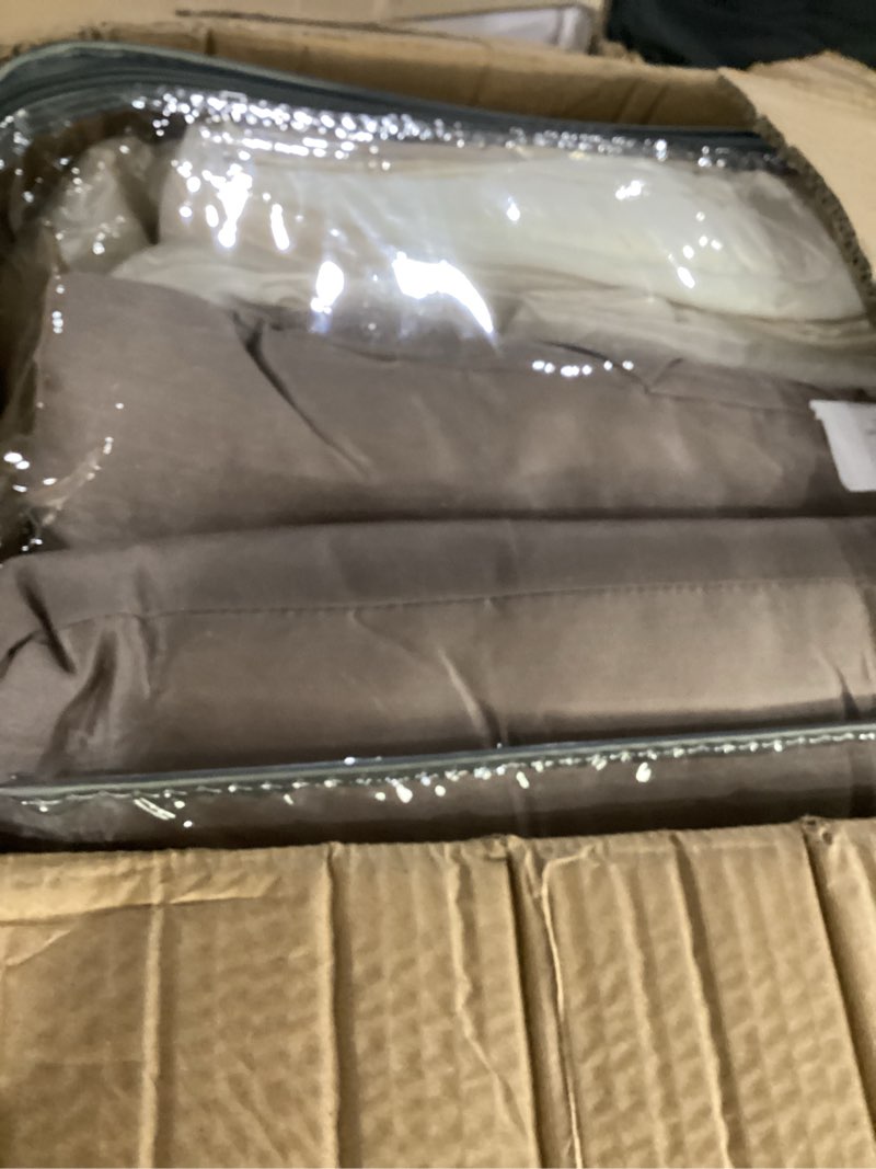 Condition photo showing Good Condition for madison park essentials room in a bag faux silk comforter set - luxe diamond tufting all season bedding, matching curtains, decorative pillows, ivory queen(90"x90") 24 piece queen ivory