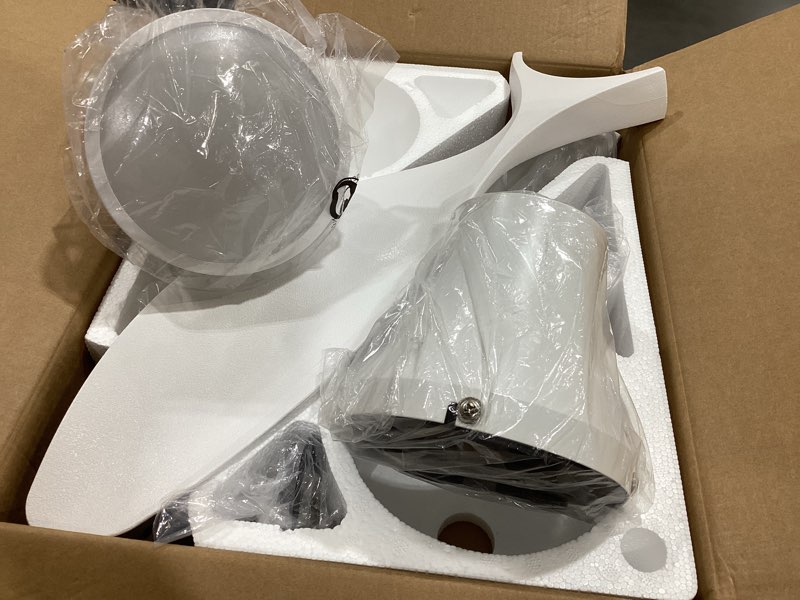 Condition photo showing Good Condition for ocioc 42 inch ceiling fans with lights and remote, dimmable ceiling fans with reversible quiet dc motor, flush mount, 3cct, white ceiling fan for bedroom living room indoor/outdoor white 42 inch