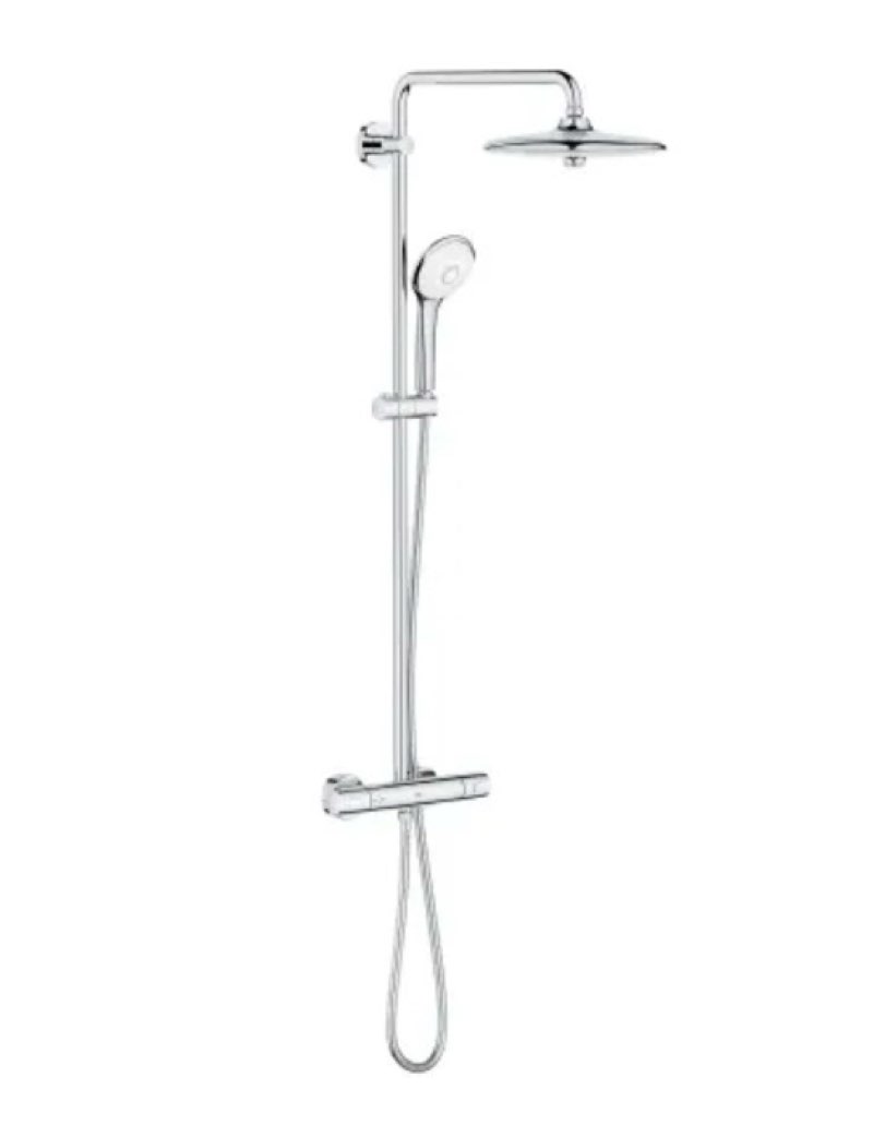 Brushed nickel thermostatic rain shower faucet