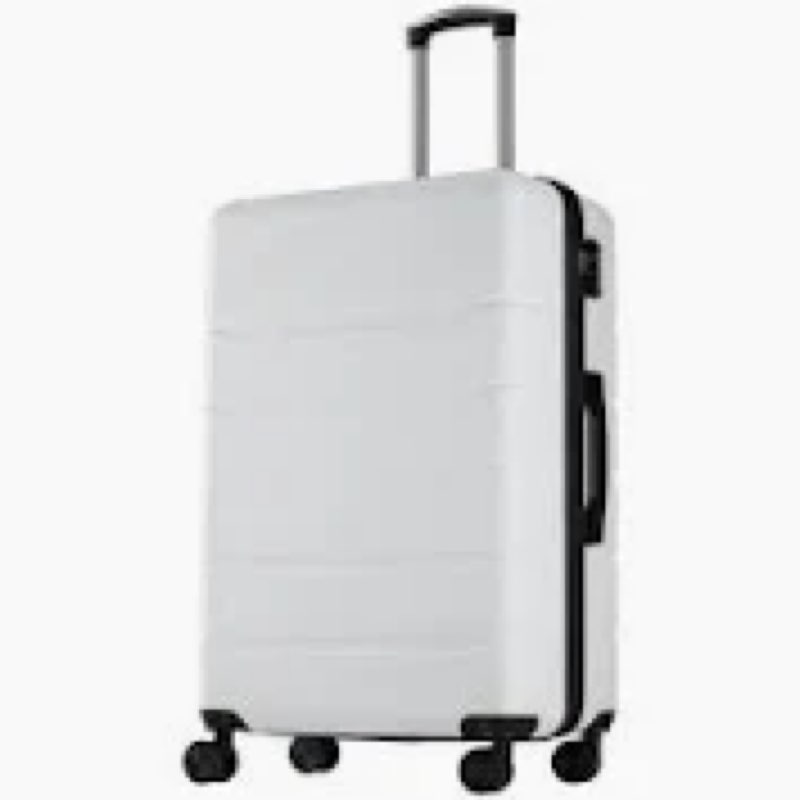 edx 24 Inch Hardside Expandable Luggage with Spinner Wheels, Checked-Medium Lightweight Expandable Rolling Luggage with TSA Lock, White