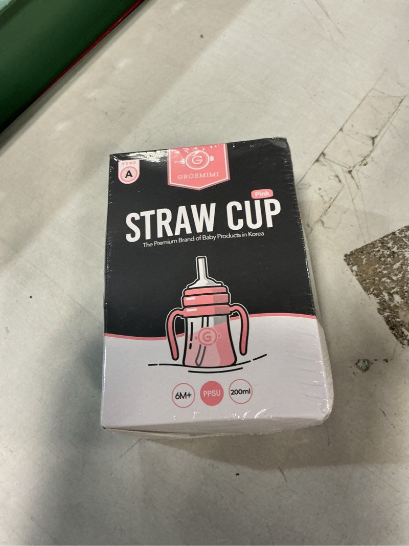 Condition photo showing New/Like New for grosmimi spill proof no spill magic sippy cup with straw with handle for baby and toddlers, customizable, ppsu, bpa free 6 oz (pink)