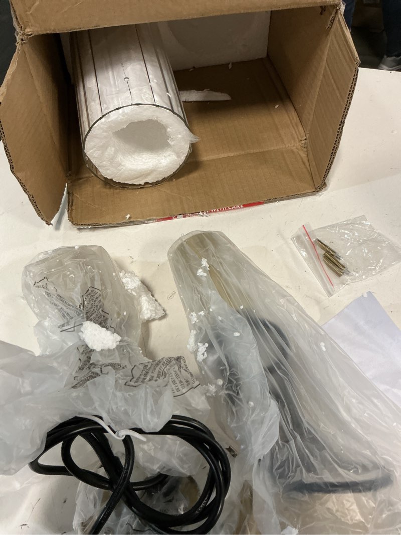 Condition photo showing As Is for (Incomplete,missing 1 piece)Gold Pendant Light Fixtures, 2 Pack Modern Pendant Lighting with Clear Striped Glass Shade, Hanging Pendant Lights Kitchen Island, Farmhouse Pendant Lighting for Dining Room Bedroom Bathroom Gold - 2 Pack