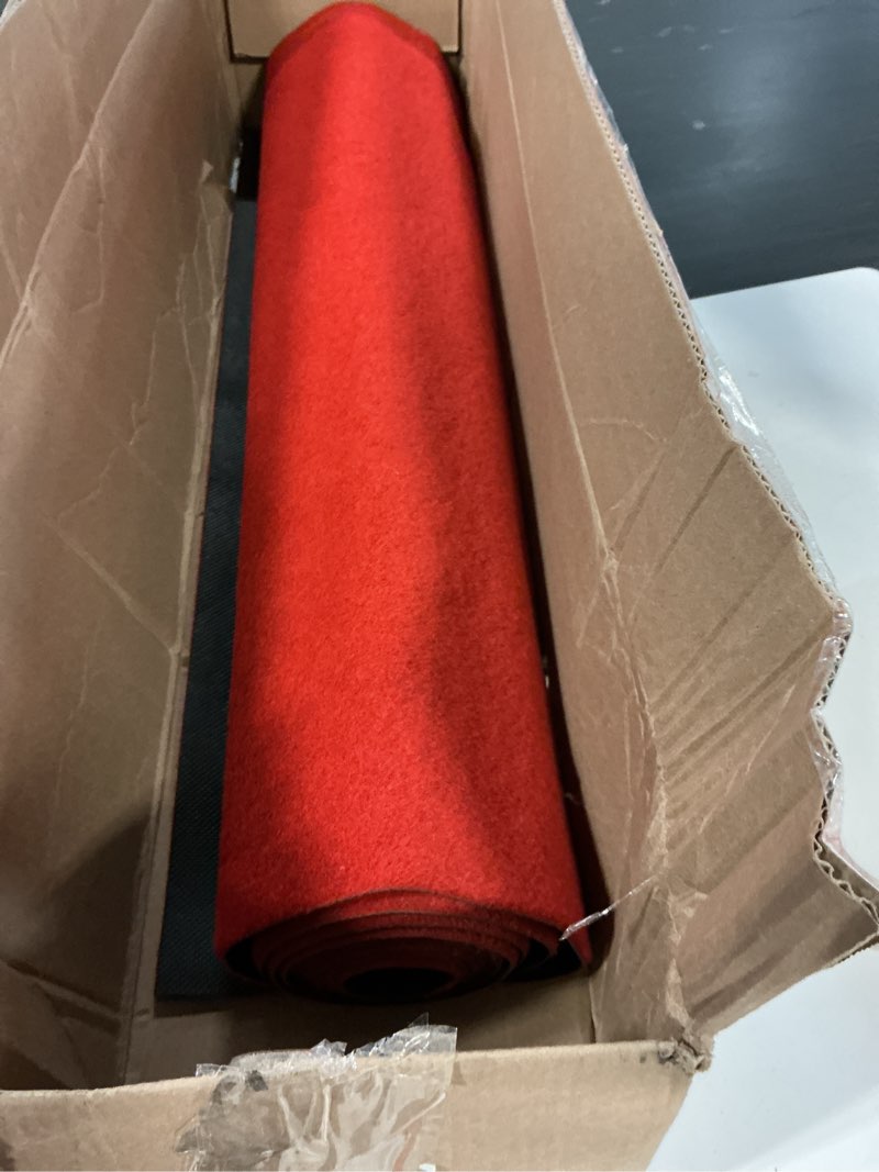 Condition photo showing As Is for Red Carpet Runner for Partys, 3x10 Feet 450 GSM Extra Thick Non-Slip Waterproof Aisle Rug for Weddings, Events, Banquets, Hollywood Runway & Proposal Red 3x10 Feet