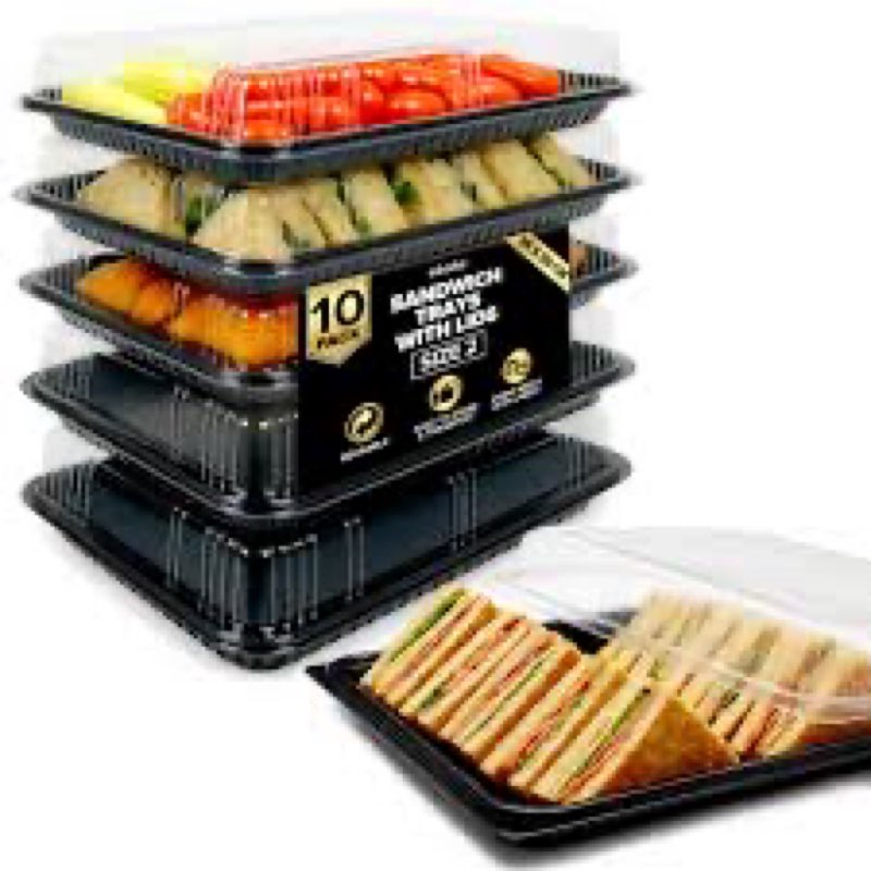 7;Pack Catering Trays with Lids – 17\\\" Serving Tray with Lid, Heavy Duty Recyclable Plastic Party Pl