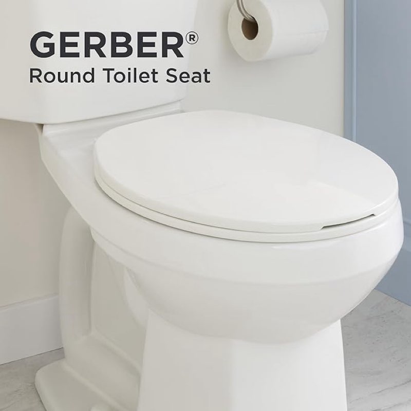 Kohler  Round Front Toilet Seat with Cover, Standard Close, Quick & Easy Install, Heavy-Duty Plastic, Durable & Fade-Resistant, White