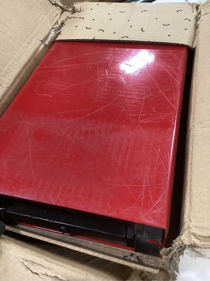 Condition photo showing As Is for VIVOHOME Motorcycle Lift Scissor Jack Steel Wide Deck Hoist Crank Center Stand 1100 LBS Capacity for Motorcycles, ATVs, Dirt Bikes Red