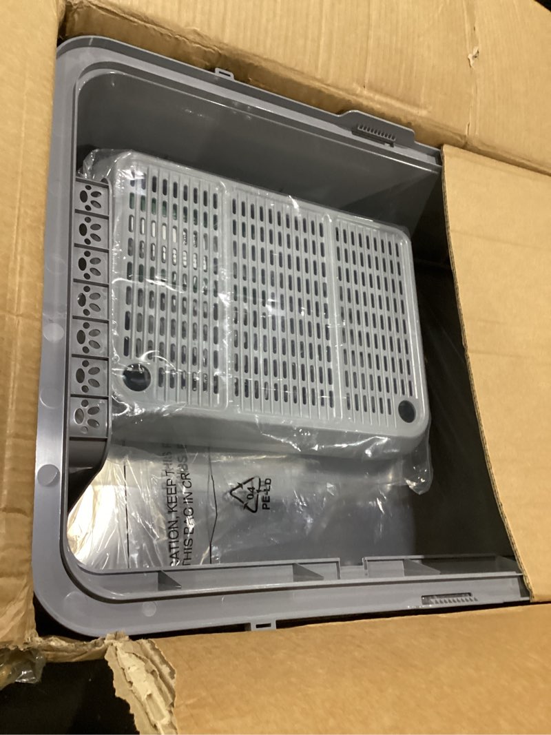Condition photo showing Good Condition for stainless steel litter box , 28"l*20"w*12"h xxl extra large litter boxes with lid ,metal litter box with hight sides for big cats& multiple cats,never absorbs odors, anti-urine leakage, easy cleaning
