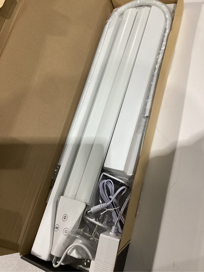 Condition photo showing New/Like New for LED Desk Lamp for Home Office, 50 Brightness & Temperature Modes, Eye Protection, Dual Head Dimmable Table Light, 360° Adjustable Gooseneck with Clamp Remote Control, 90% Energy Saving (Black)