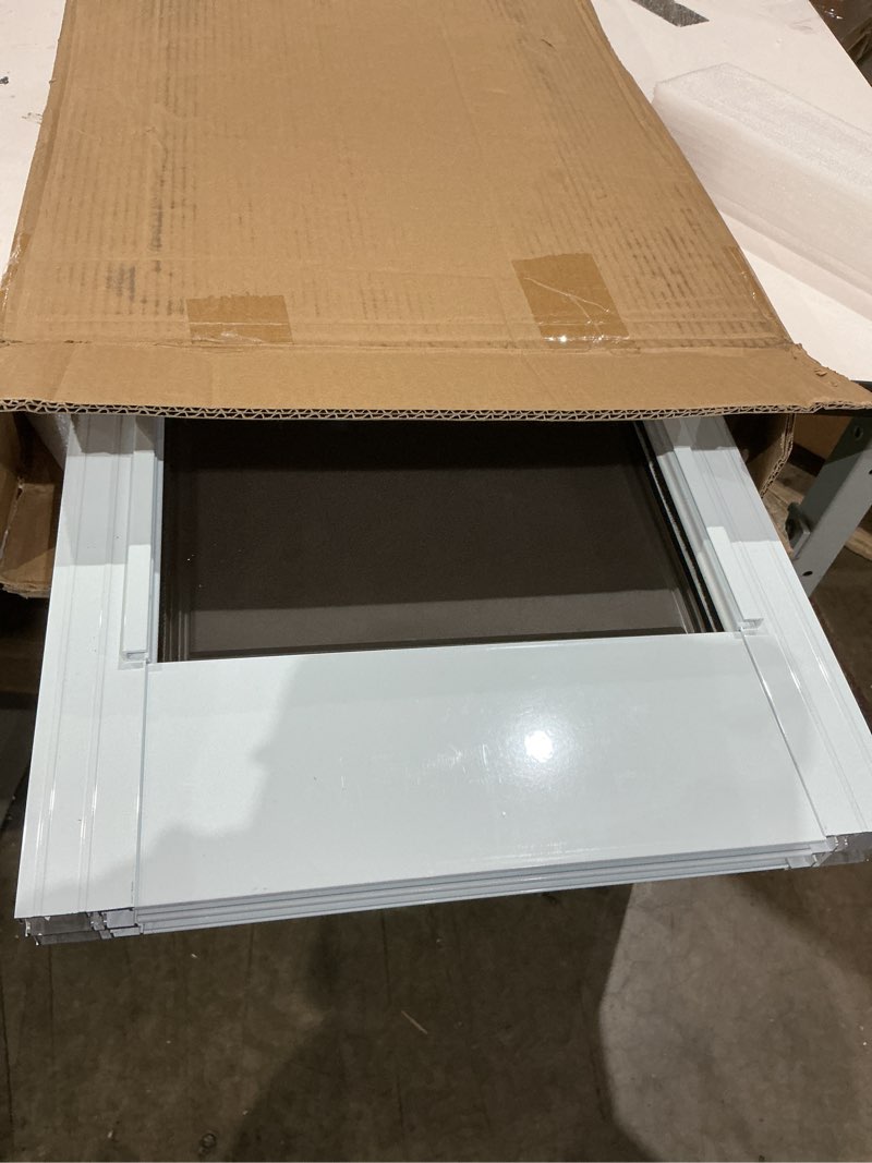 Condition photo showing Good Condition for dog door for sliding glass door, adjustable height 75 3/5" to 80", aluminum frame sliding door dog door insert, suitable for large dogs up to 75 lbs(large,white) white large