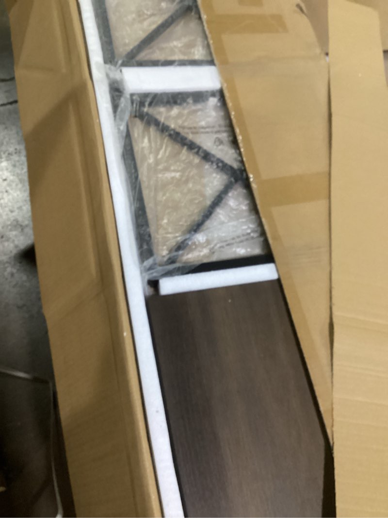 Condition photo showing Good Condition for FATORRI Industrial Tall Bookshelf, Rustic Bookcase with Doors, 6 Cube Storage Organizer with Shelf for Living Room, Wood and Metal Book Shelf for Home Office (Walnut Brown)