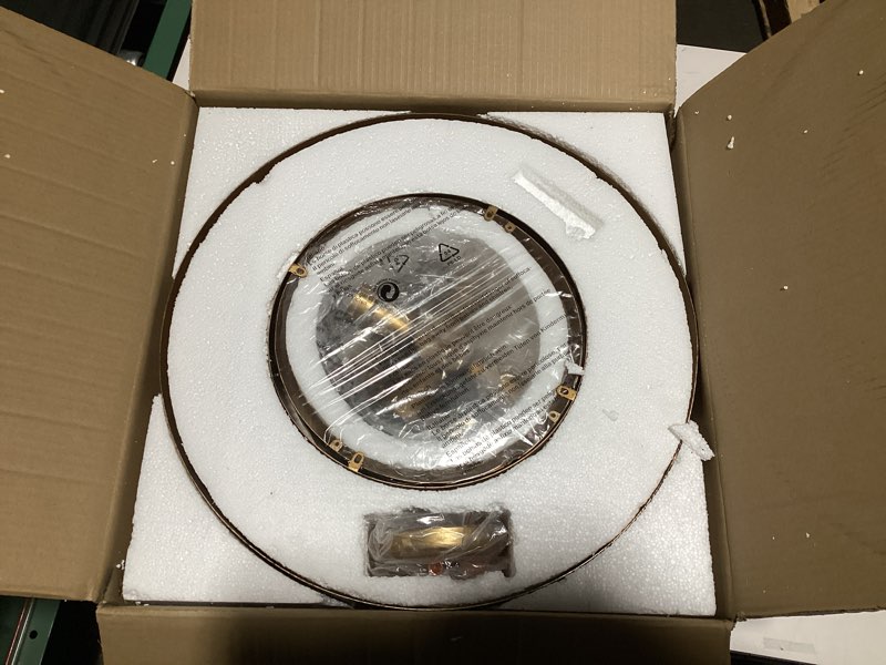 Condition photo showing As Is for 20” Brushed Brass Modern Chandelier Classic 3 Round Metal Pendant Light Contemporary Adjustable Industrial Pendant Light for Dining Room Kitchen Island Living Room Bedroom, UL Listed