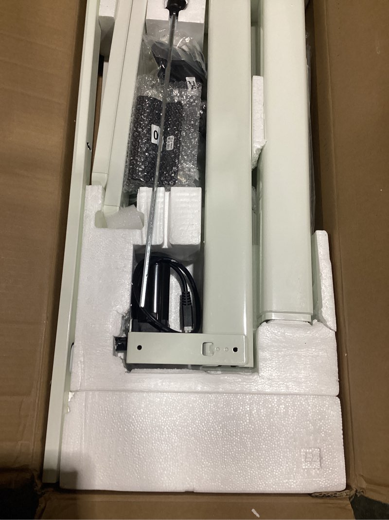 Condition photo showing Good Condition for claiks electric standing desk, adjustable height stand up desk, 40x24 inches sit stand home office desk with splice board, white frame/white top white 40