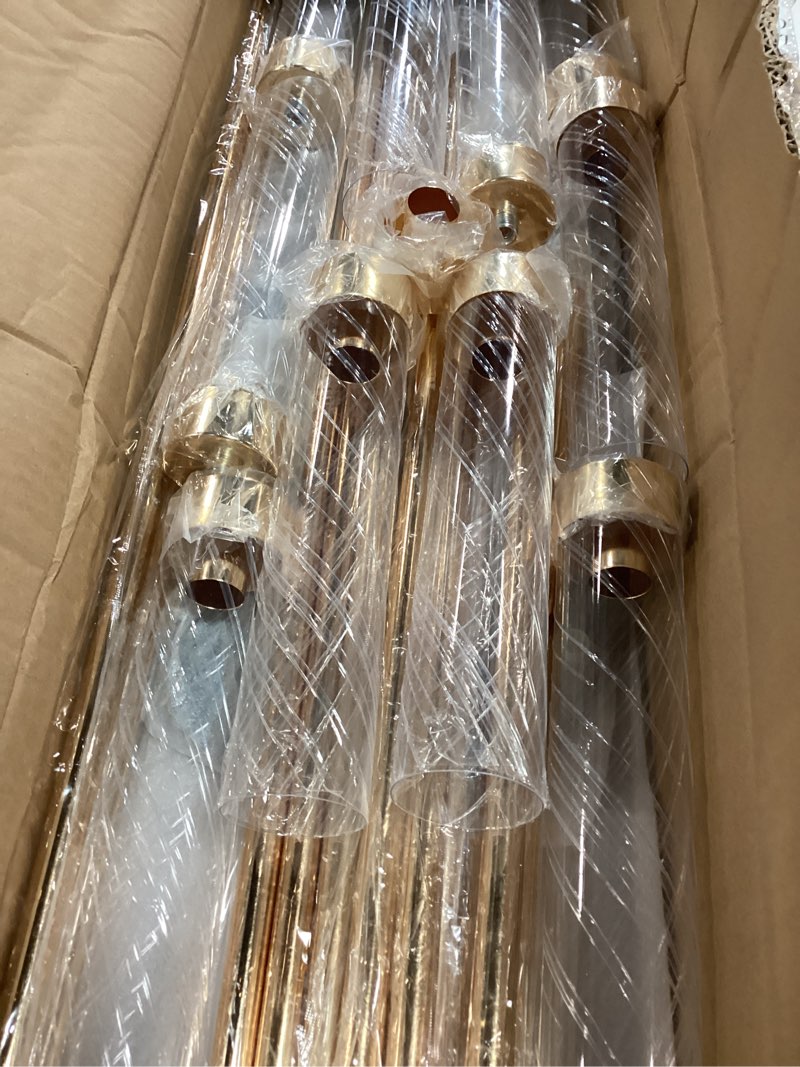 Condition photo showing As Is for Tessco 5 Arm Candelabra Centerpieces for Tables 42.5'' Tall Floor Candle Holder Metal Candlestick Stand with Acrylic Lampshade for Wedding Holiday Birthday Christmas Party Decor(Gold,2 Set) Gold 2