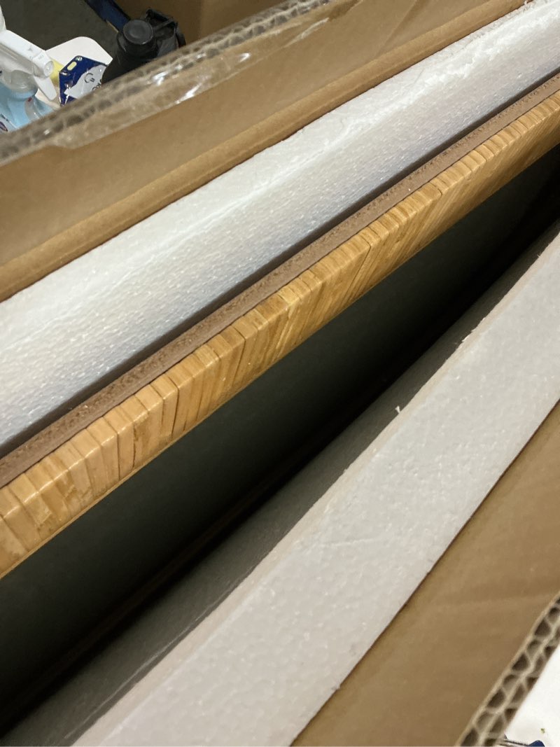 Condition photo showing New/Like New for 24"x36" Decorative Wall Mirror with Natural Rattan Frame, Arched Boho Bathroom Mirror Makeup Mirror Irragular Wall Mirrors for Bedroom, Living Room & Vanity Versatile Farmhouse Mirror