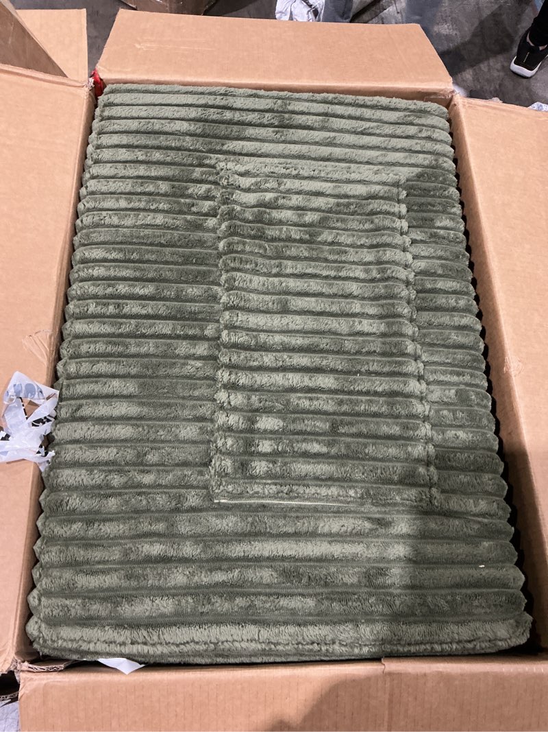 Condition photo showing As Is for (6 boxes to pick up) linsy home sectional sleeper sofa with storage chaise & usb charging, convertible pull out couch bed plush corduroy modular sectional couches for living room apartment (green) green sleeper sofa 2
