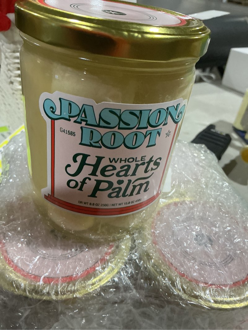 Condition photo showing New/Like New for Passion Root Premium Whole Hearts of Palm in Jar (Palmitos) - Low carb, Low Calorie, Keto, Gluten Free, Vegan, Non GMO - 15.8 Ounce, Pack of 4