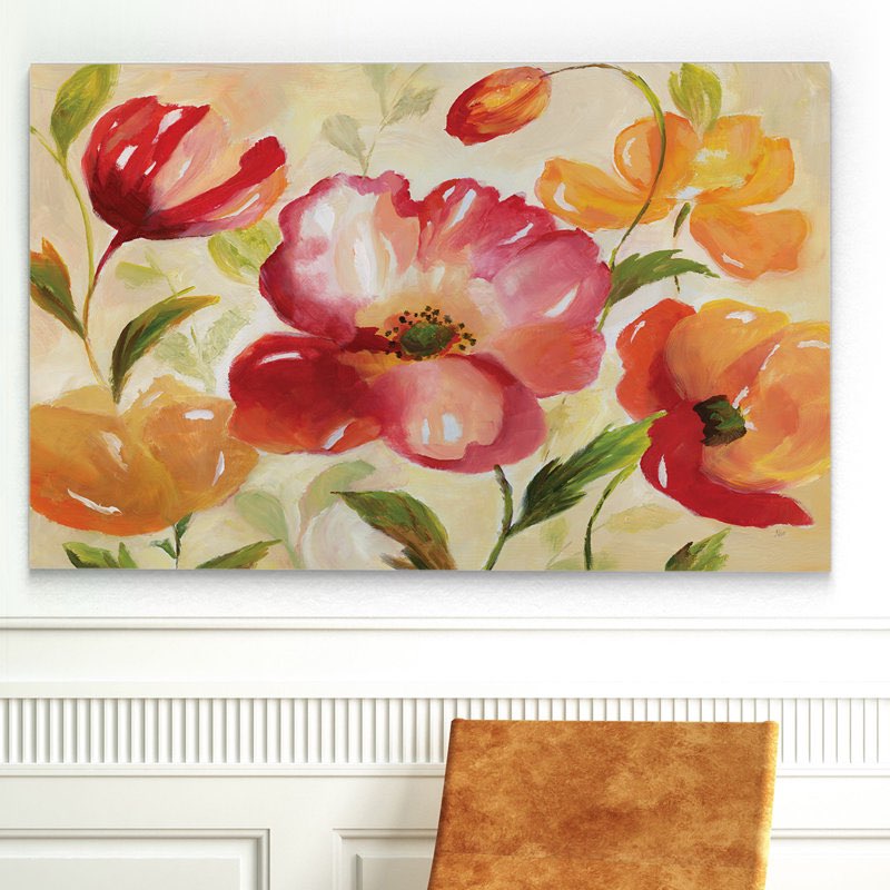 Jardin Rouge' Oil Painting Print Size: 18" H x 27" W x 1.5" D