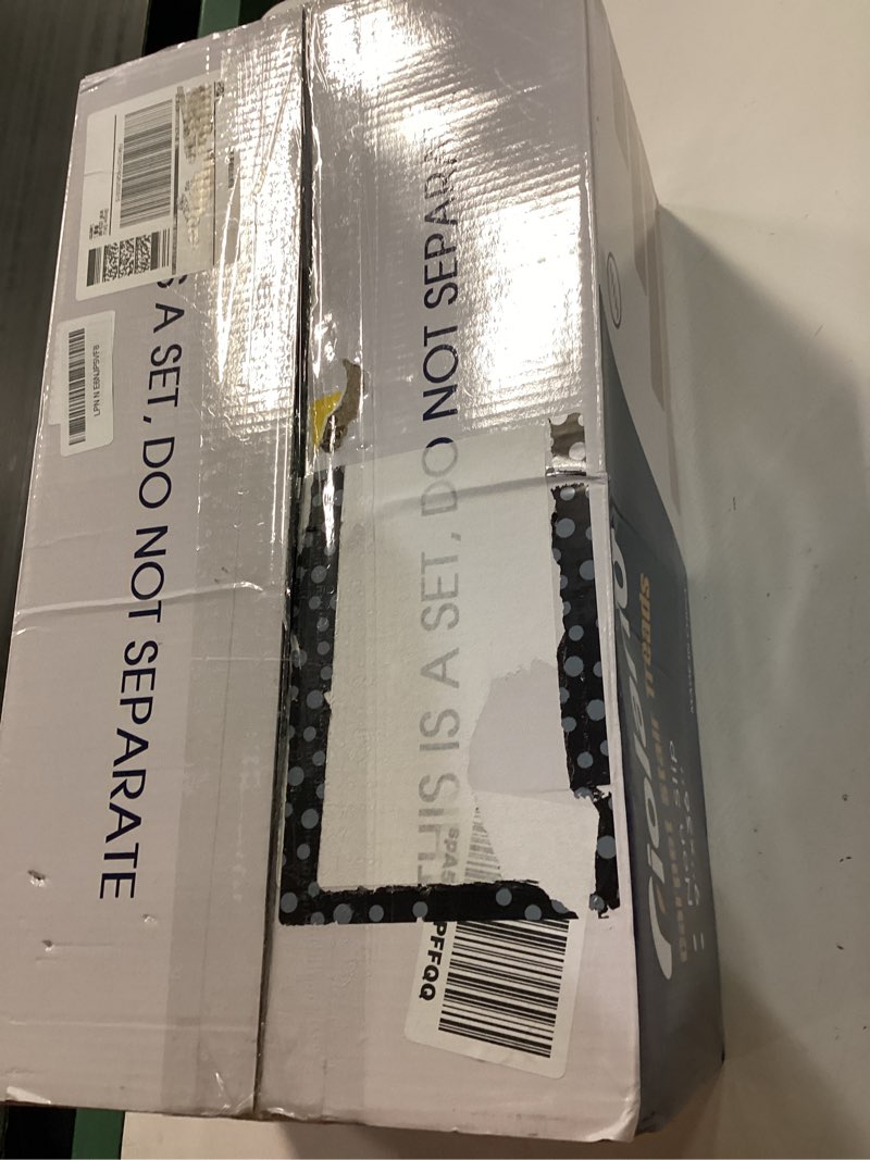 Condition photo showing New/Like New for rioland carpet stair treads for wooden steps indoor 9" x 36" non slip stair treads for wood stair with reusable adhesive, 15 pack peel and stick stair runner for kids elders and dogs, diamond black 9 x 36 inches-- set of 15 treads black 15