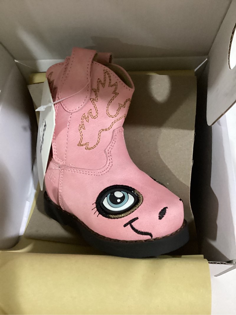 Condition photo showing Good Condition for Rollda Baby Cowboy Boots Toddler Cowgirl Boots Infant Western Boots Round Toe 3 Infant Pink