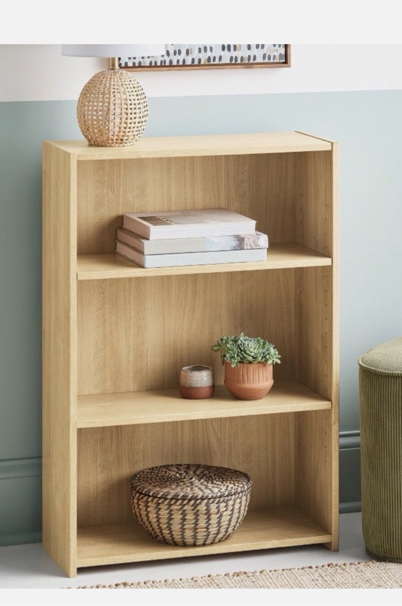3-shelf bookcase - natural wood -free shipping