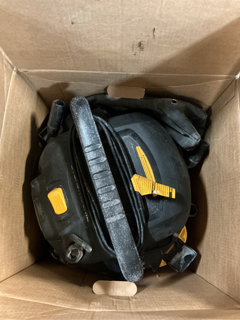 Condition photo showing As Is for dewalt stealthsonic quiet 9-gallon 5-hp corded wet/dry shop vacuum with accessories included