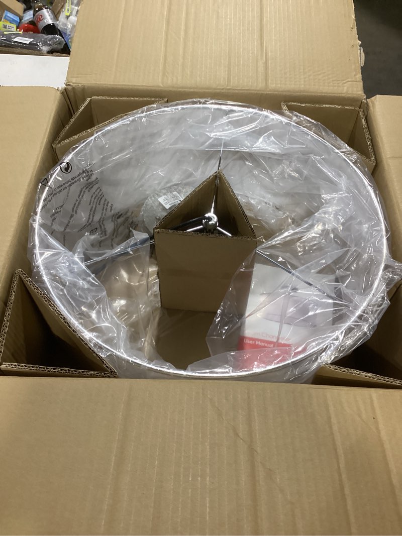 Condition photo showing Good Condition for VONLUCE Semi Flush Mount Ceiling Light, 18" Drum Light Fixture with Diffused Shaped, Modern Drum Light Fixture for Bedroom Living Room Entryway Hallway, White Shade & Nickel Finish Nickel 18"