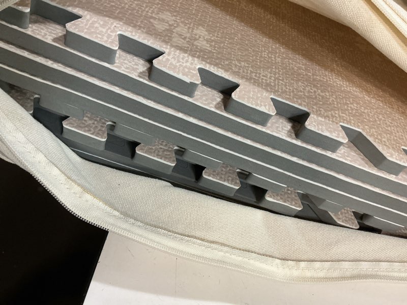 Condition photo showing Good Condition for Play Platoon Non-Toxic Large Kids Mats for Floors, Extra-Thick Interlocking Tiles, 24 x 24 in. Puzzle Mat Pieces with Border, 9 Tile 72 x 72 inch, Neutral Playmat Rug for Toddlers & Children