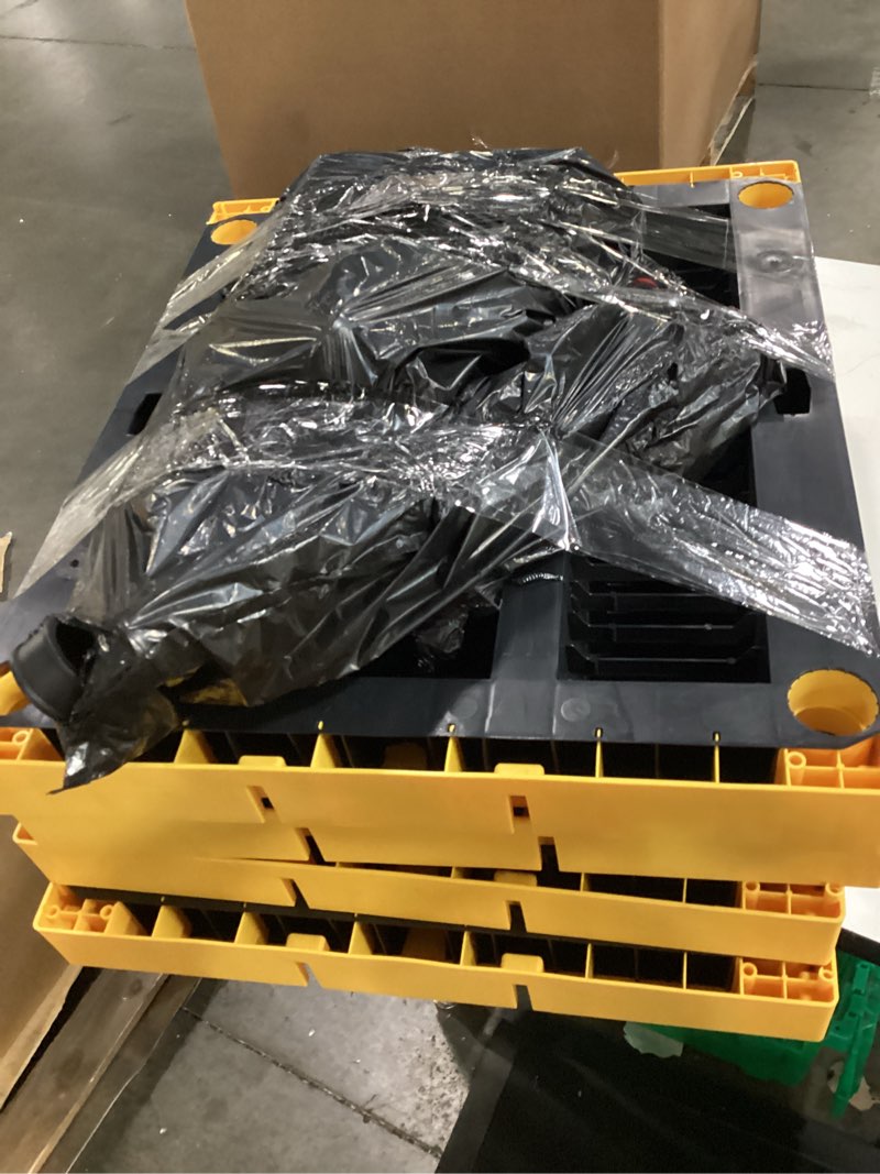 Condition photo showing As Is for project source commander plastic heavy duty 5-tier utility shelving unit (24-in w x 20-in d x 72-in h), black, (100-lb capacity per shelf)