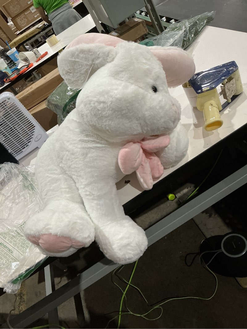 Condition photo showing Good Condition for morismos giant bunny stuffed animal, 31.5'' large pink rabbit plush toy with pink ears