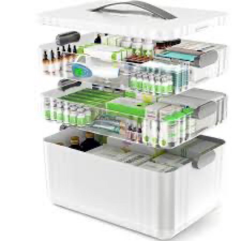 arstpeoe 3-tier medicine organizer - portable medicine cabinet with plastic handle, multipurpose med