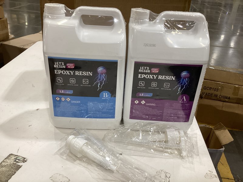 Condition photo showing As Is for let's resin 34oz crystal clear epoxy resin, casting resin for beginners | 2 part resin and hardener for crafts, bubble free & low odor, anti-yellowing, casting molds, jewelry, art, easy to mix