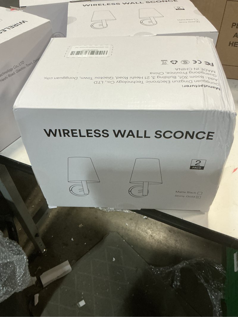 Condition photo showing New/Like New for Rechargeable Wall Sconces Gold with Remote Control, 5200mAh Battery Operated Wall Lights, Wireless 16 Colors Timer & Dimmable Battery Wall Lamp for Bedroom, Living Room, Hallway Gold Touch Control Size