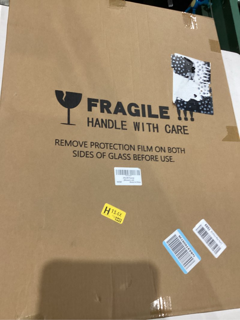 20x28 Poster Frame,Natural Soild Wood Picture Frames with Polished Plexiglass,Easy to Hang,Display Picture 20x28 without Mat or 16x24 with Mat for Wall Mounting Horizontally and Vertically (Brown) Brown 20x28 in