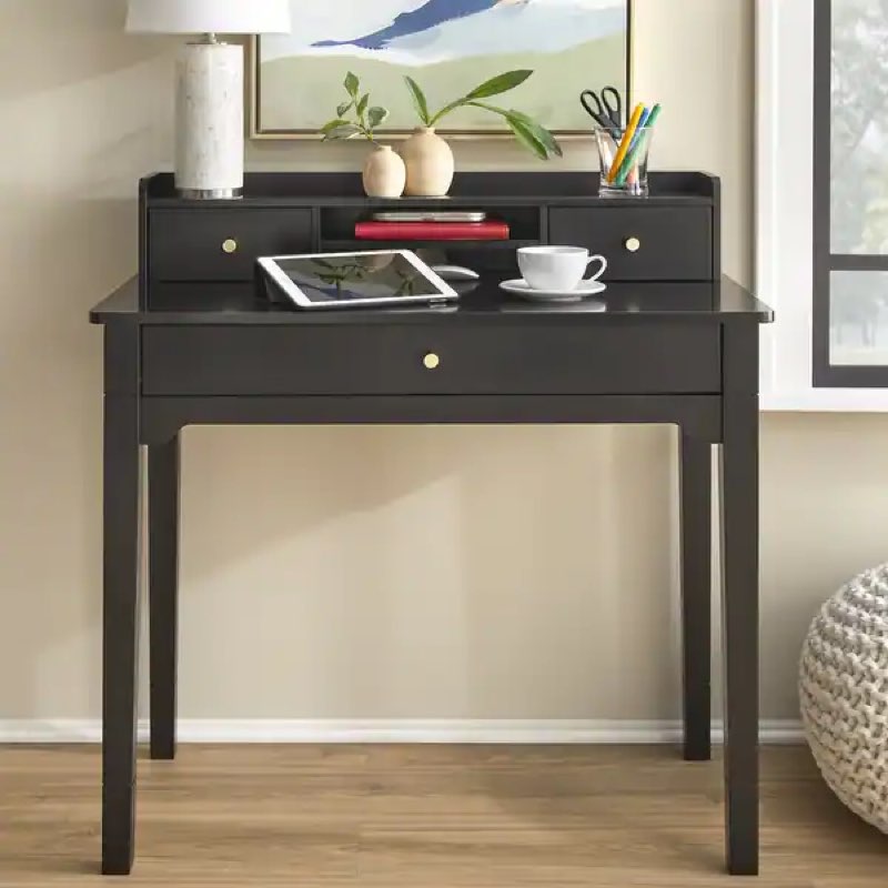 Lifestorey Keaton Desk with Hutch - Black