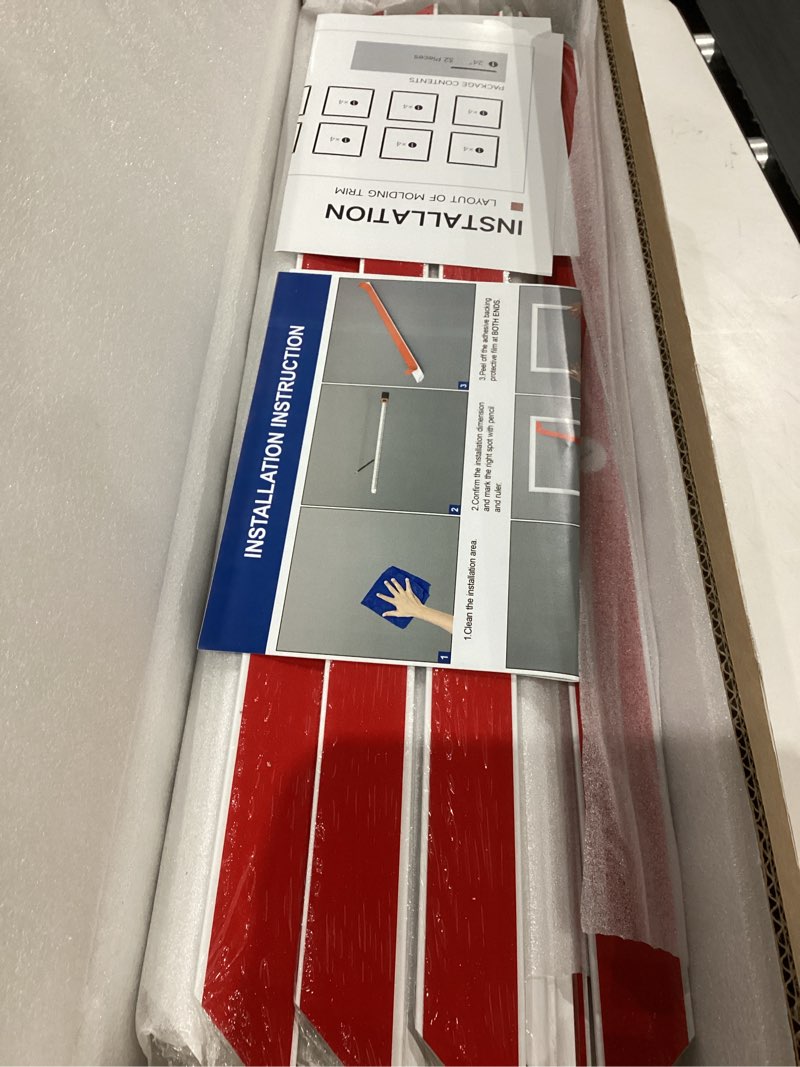 Condition photo showing Good Condition for neatiease 4 set peel and stick wall molding trim kit, 24" x24" premade wainscoting panels, self adhesive moulding panel for interior walls picture frame 24"x24" 4-frame, white