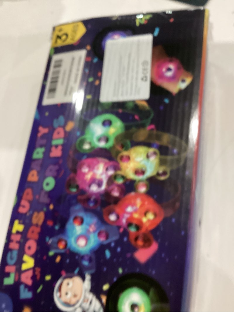 Condition photo showing As Is for SCIONE 24 Pack LED Light Up Fidget Spinner Bracelets, Glow in The Dark Party Favors for Kids 4-8 8-12, Treasure Box Toys, Birthday Gifts, Carnival Prizes, Valentines Day Gifts Goodie Bags Stuffers