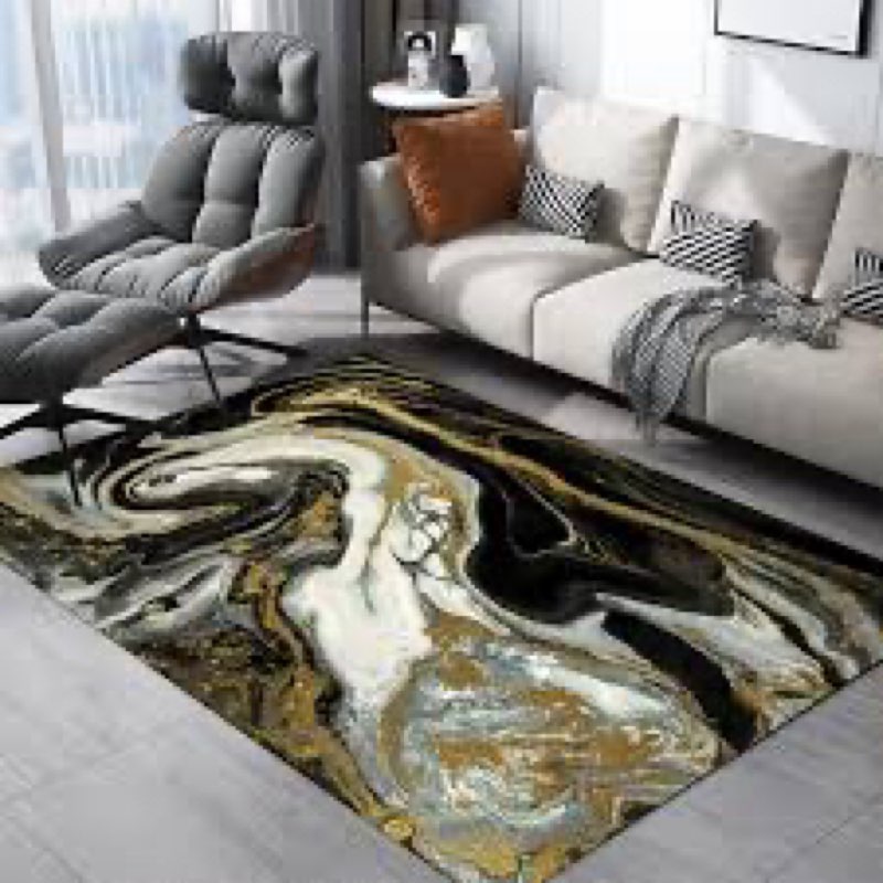 8x10 area rug black gold abstract rug for living room indoor machine washable modern rugs for bedroo